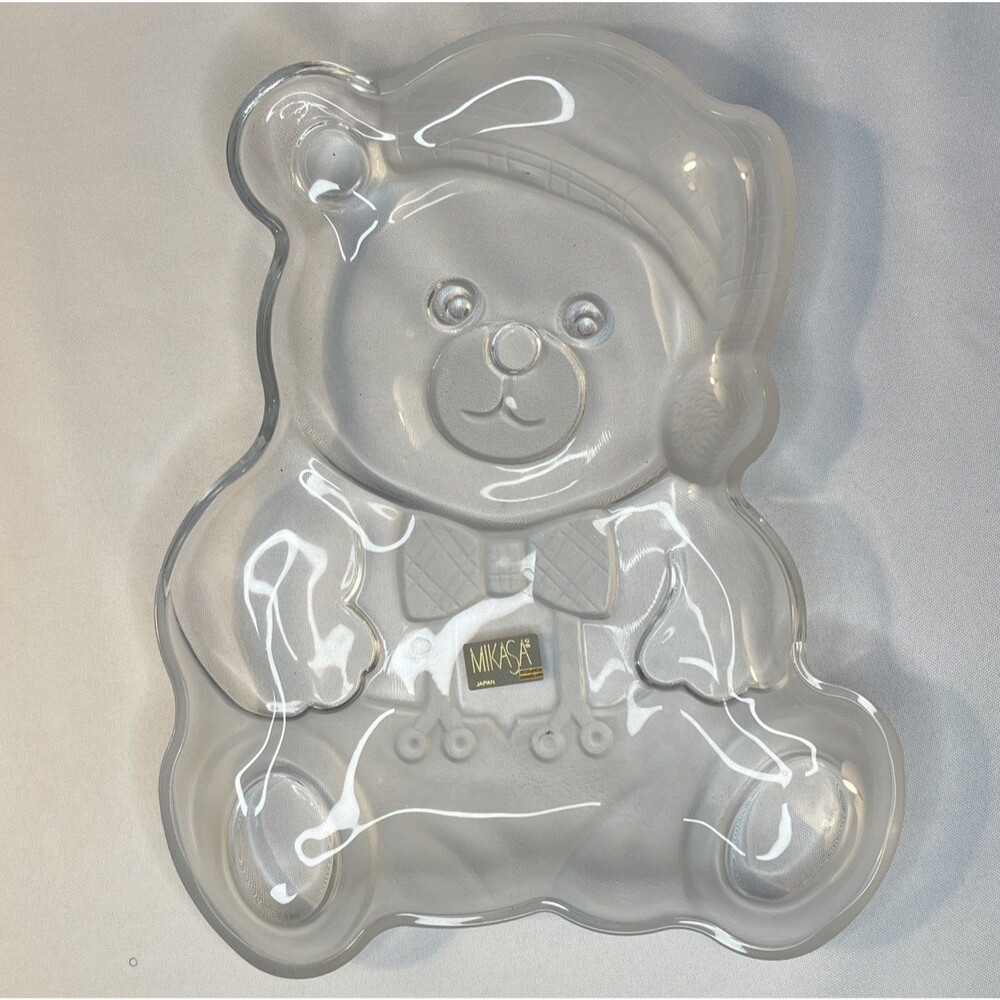Mikasa Holiday Bear Crystal Serving Platter Plate 11 1/2"
